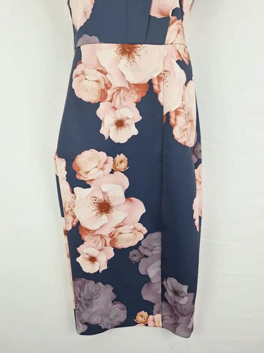 Ted Baker Folded Floral Fitted Evening Midi Dress Size S by SwapUp-Online Second Hand Store-Online Thrift Store