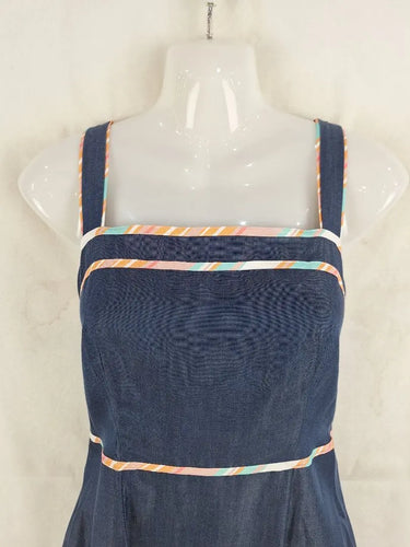 Ted Baker Light Denim Trimmed Pinafore Midi Dress Size 8 by SwapUp-Online Second Hand Store-Online Thrift Store