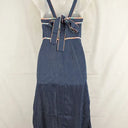 Ted Baker Light Denim Trimmed Pinafore Midi Dress Size 8 by SwapUp-Online Second Hand Store-Online Thrift Store