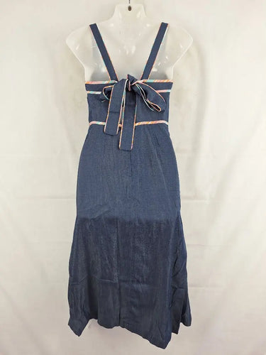 Ted Baker Light Denim Trimmed Pinafore Midi Dress Size 8 by SwapUp-Online Second Hand Store-Online Thrift Store