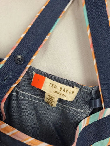Ted Baker Light Denim Trimmed Pinafore Midi Dress Size 8 by SwapUp-Online Second Hand Store-Online Thrift Store