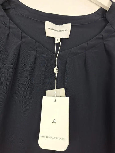 The Dreamer Label Silk Pleated Navy Shirt Size S by SwapUp-Online Second Hand Store-Online Thrift Store