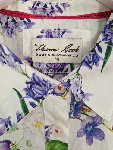 Thomas Cook Semi Sheer Botanical Shirt Size 14 by SwapUp-Online Second Hand Store-Online Thrift Store