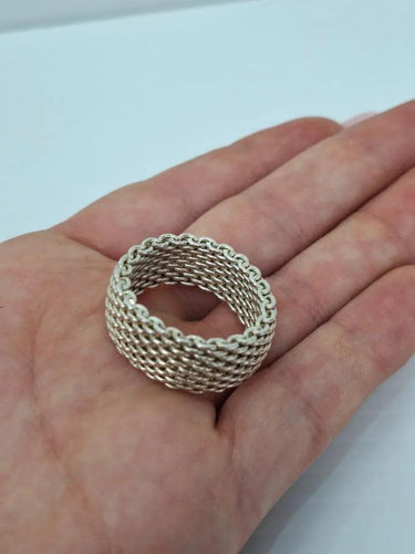Tiffany & Co Sterling Silver Somerset Mesh Ring Size XL by SwapUp-Online Second Hand Store-Online Thrift Store