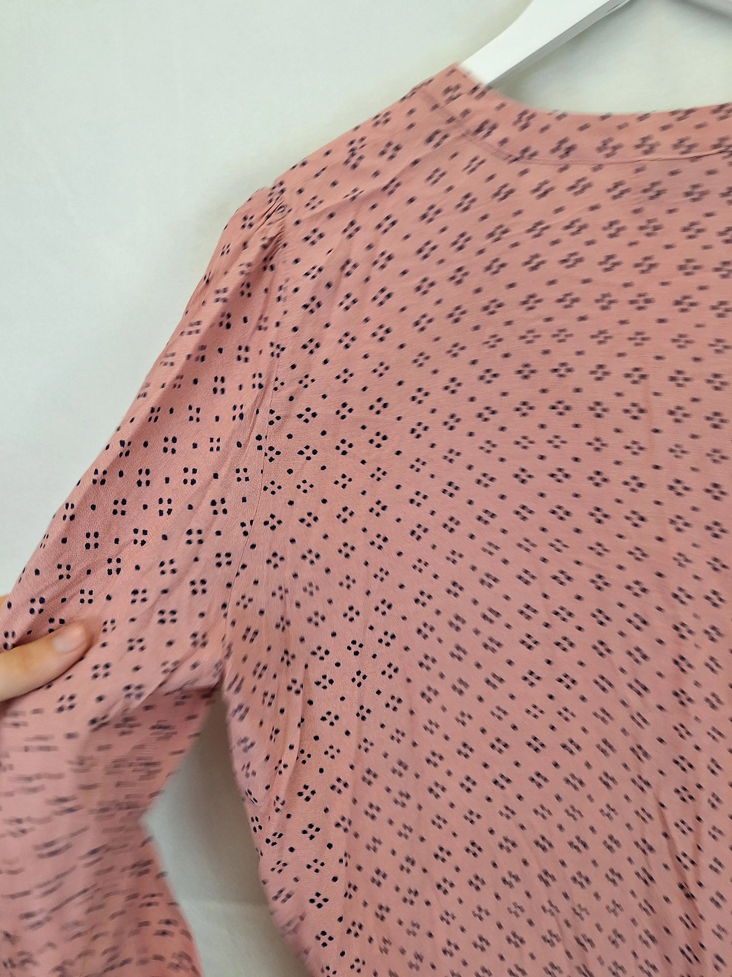 Tigerlily Blush Spotted Silver Button Blouse Size 10 by SwapUp-Online Second Hand Store-Online Thrift Store