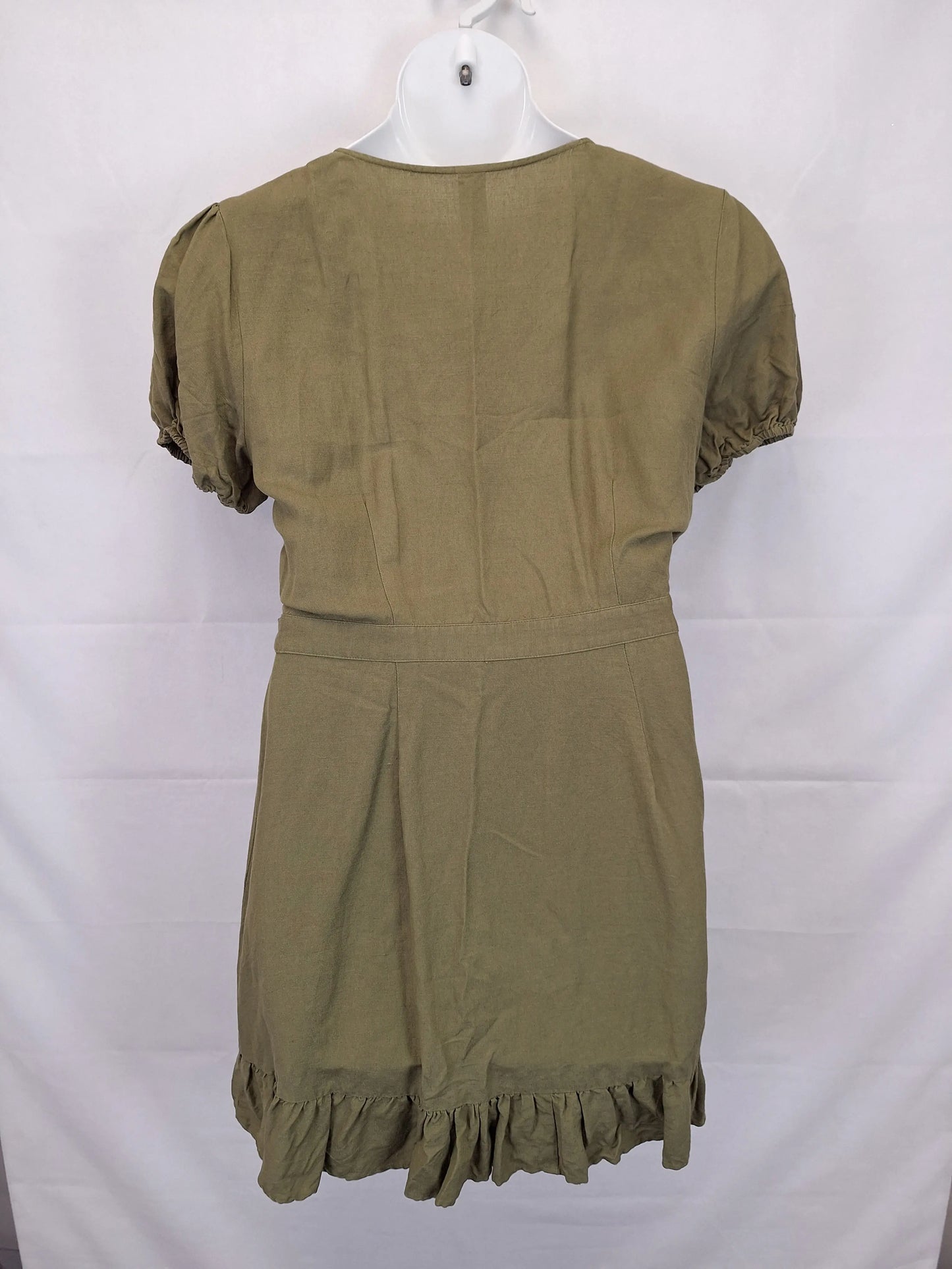 Tigerlily Khaki Summer Linen Midi Dress Size 14 by SwapUp-Online Second Hand Store-Online Thrift Store
