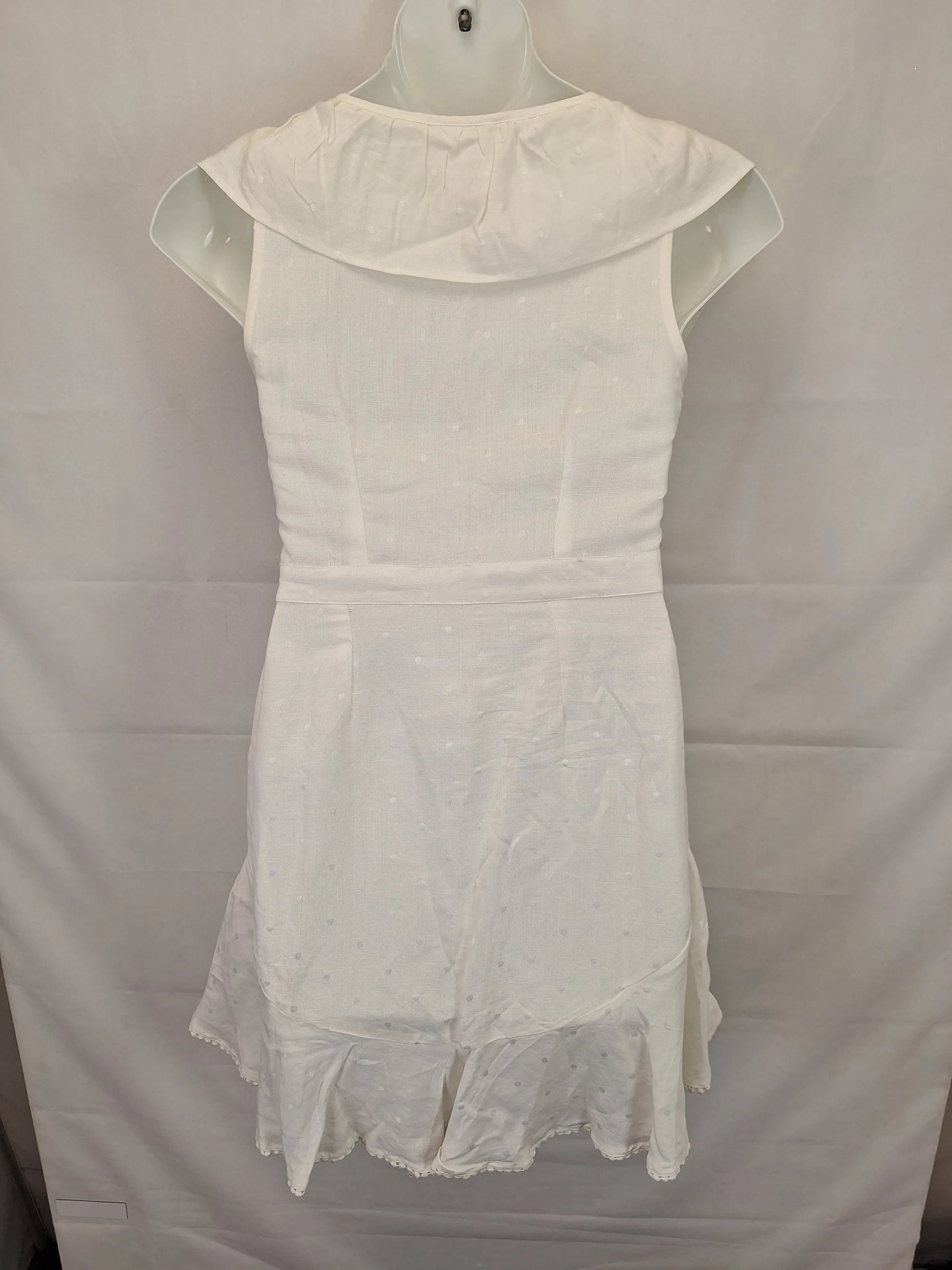 Tigerlily Tanoosa Frill White Linen Midi Dress Size 12 by SwapUp-Online Second Hand Store-Online Thrift Store