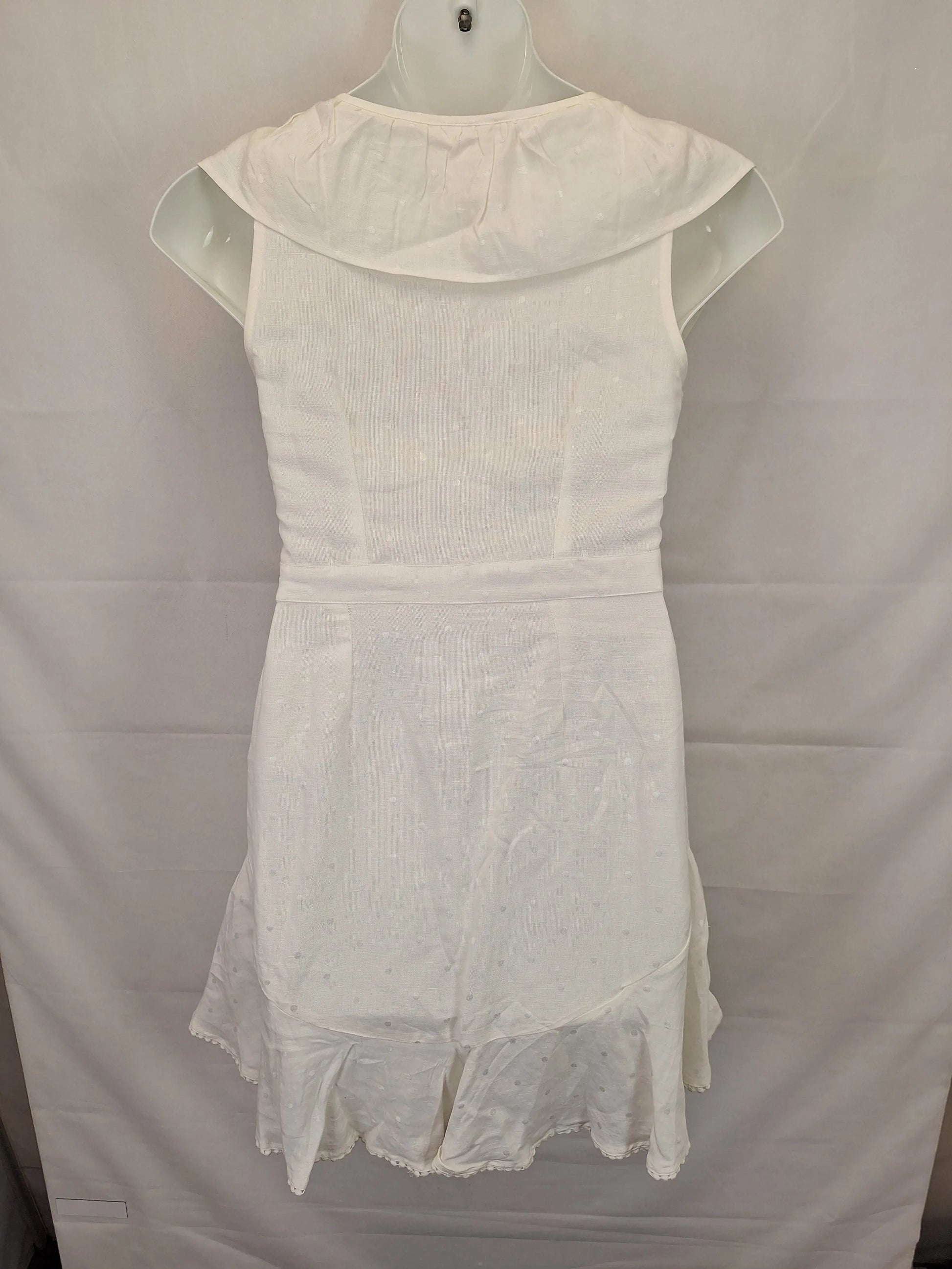 Tigerlily Tanoosa Frill White Linen Midi Dress Size 12 by SwapUp-Online Second Hand Store-Online Thrift Store