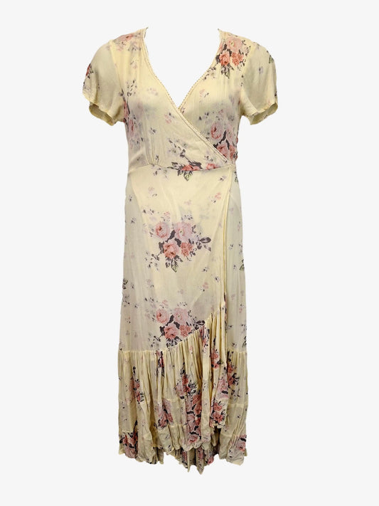 Tree of Life Pastel Floral Wrap Maxi Dress Size M by SwapUp-Online Second Hand Store-Online Thrift Store