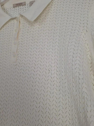 Trenery Chalk Patterned Casual Knitted Top Size M by SwapUp-Online Second Hand Store-Online Thrift Store
