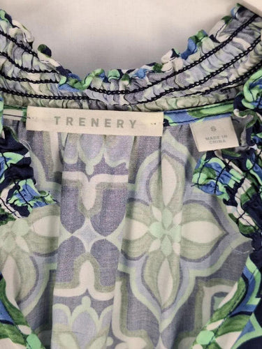 Trenery Navy Tiled Geo Casual Top Size S by SwapUp-Online Second Hand Store-Online Thrift Store
