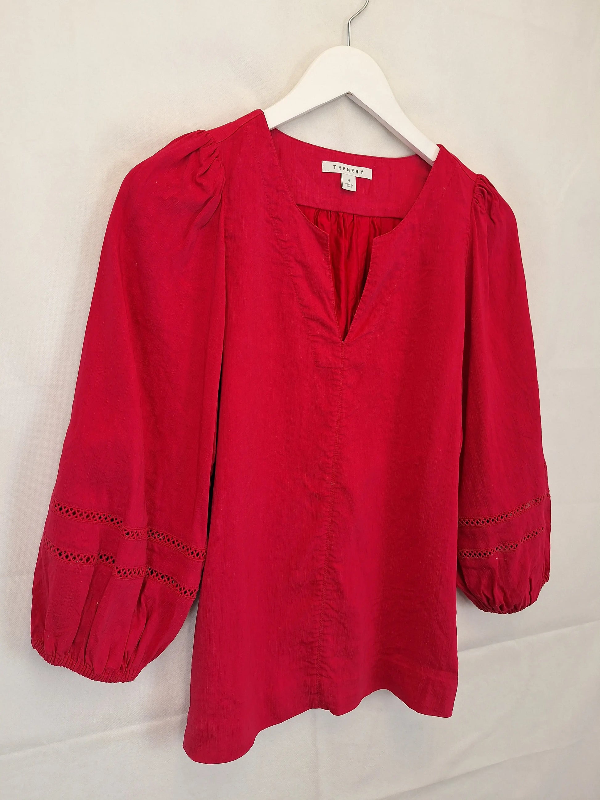 Trenery Raspberry Balloon Sleeve Blouse Size M by SwapUp-Online Second Hand Store-Online Thrift Store