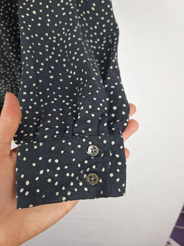 Trenery Spotted Black Wash 3/4 Button Up Shirt Size M by SwapUp-Online Second Hand Store-Online Thrift Store
