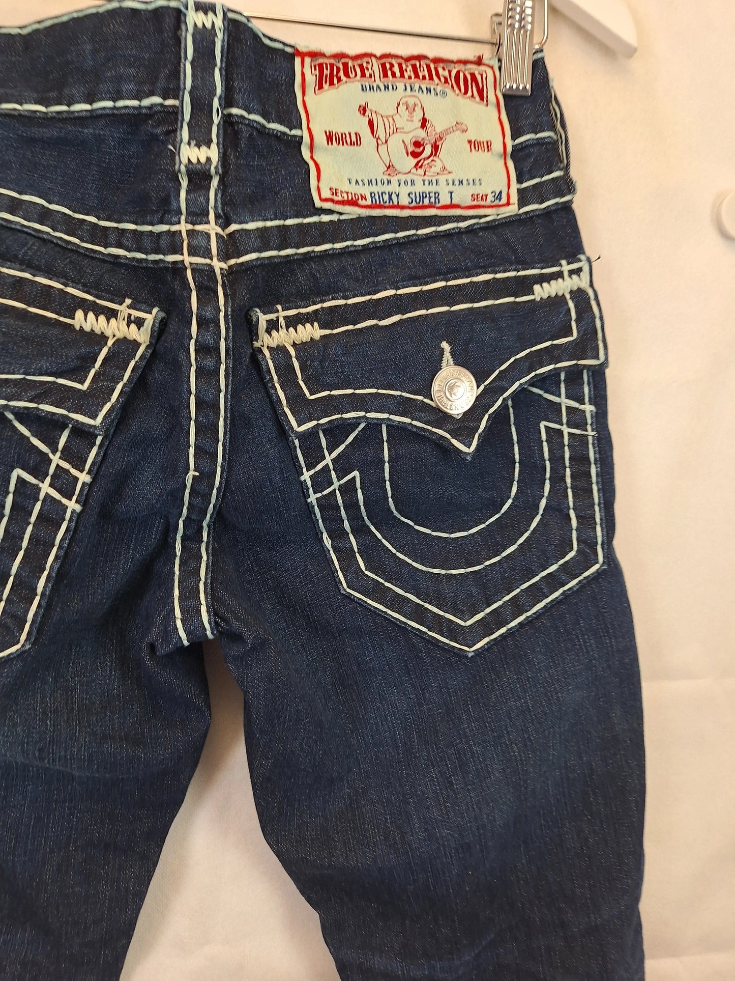 True Religion Classic Y2k Contrast Stitch Jeans Size 10 by SwapUp-Online Second Hand Store-Online Thrift Store
