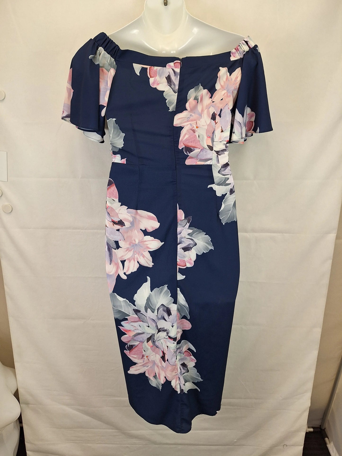 Tulips Elegant Off Shoulder Evening Midi Dress Size 12 by SwapUp-Online Second Hand Store-Online Thrift Store