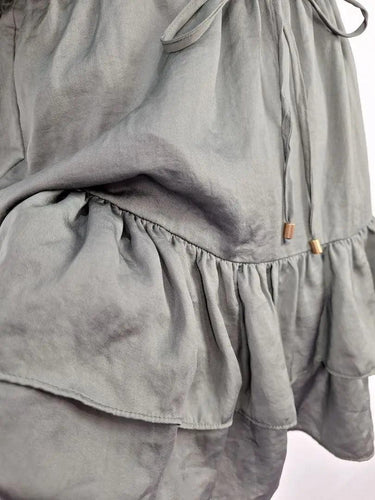 Tussah Khaki Frilly Crossover Mini Dress Size 12 by SwapUp-Online Second Hand Store-Online Thrift Store