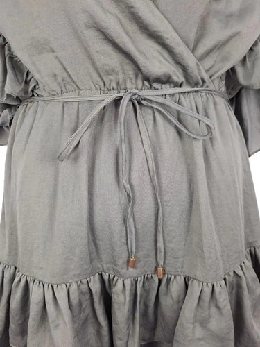 Tussah Khaki Frilly Crossover Mini Dress Size 12 by SwapUp-Online Second Hand Store-Online Thrift Store
