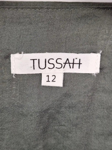 Tussah Khaki Frilly Crossover Mini Dress Size 12 by SwapUp-Online Second Hand Store-Online Thrift Store