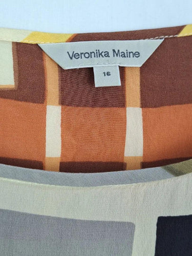 Veronika Maine Brown Hues Silk Long Top Size 16 by SwapUp-Online Second Hand Store-Online Thrift Store
