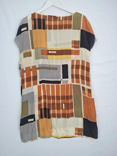 Veronika Maine Brown Hues Silk Long Top Size 16 by SwapUp-Online Second Hand Store-Online Thrift Store