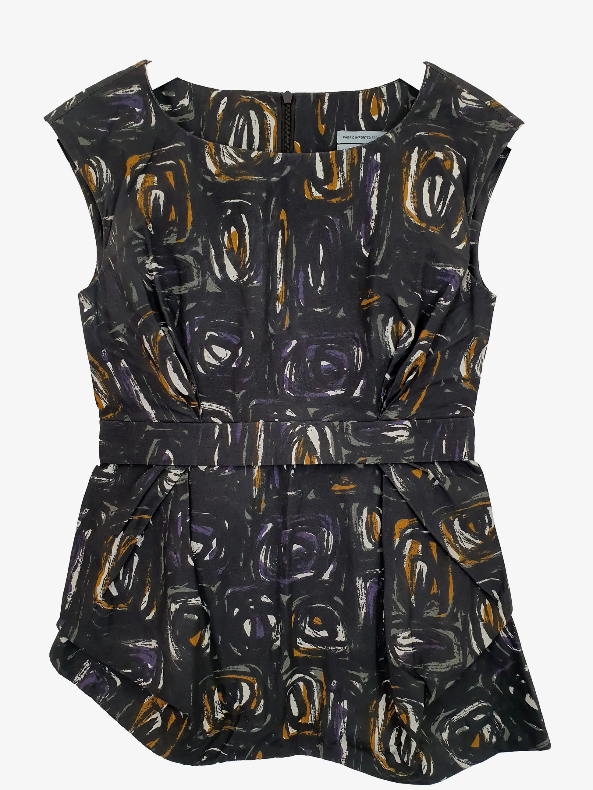 Veronika Maine Charcoal Swirl Sleeveless Office Top Size 6 by SwapUp-Online Second Hand Store-Online Thrift Store