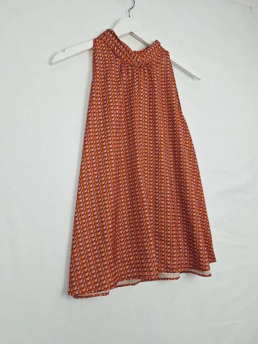 Veronika Maine Geometric High Neck Gathered Top Size 14 by SwapUp-Online Second Hand Store-Online Thrift Store