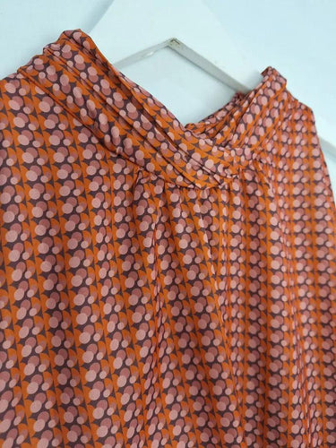Veronika Maine Geometric High Neck Gathered Top Size 14 by SwapUp-Online Second Hand Store-Online Thrift Store