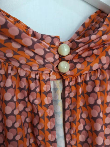 Veronika Maine Geometric High Neck Gathered Top Size 14 by SwapUp-Online Second Hand Store-Online Thrift Store