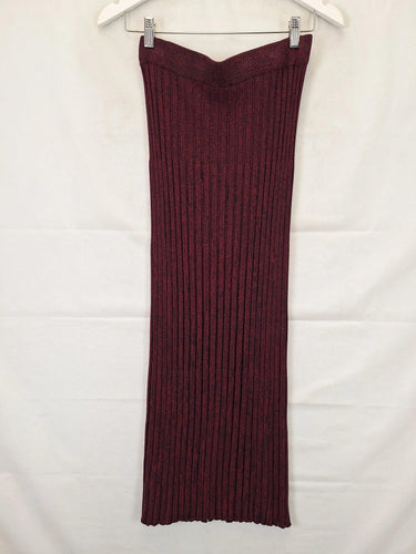 Veronika Maine Maroon Flecked Thick Tube Midi Skirt Size L by SwapUp-Online Second Hand Store-Online Thrift Store