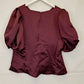 Veronika Maine Merlot  Puff Sleeve Shiny Party Top Size 16 by SwapUp-Online Second Hand Store-Online Thrift Store