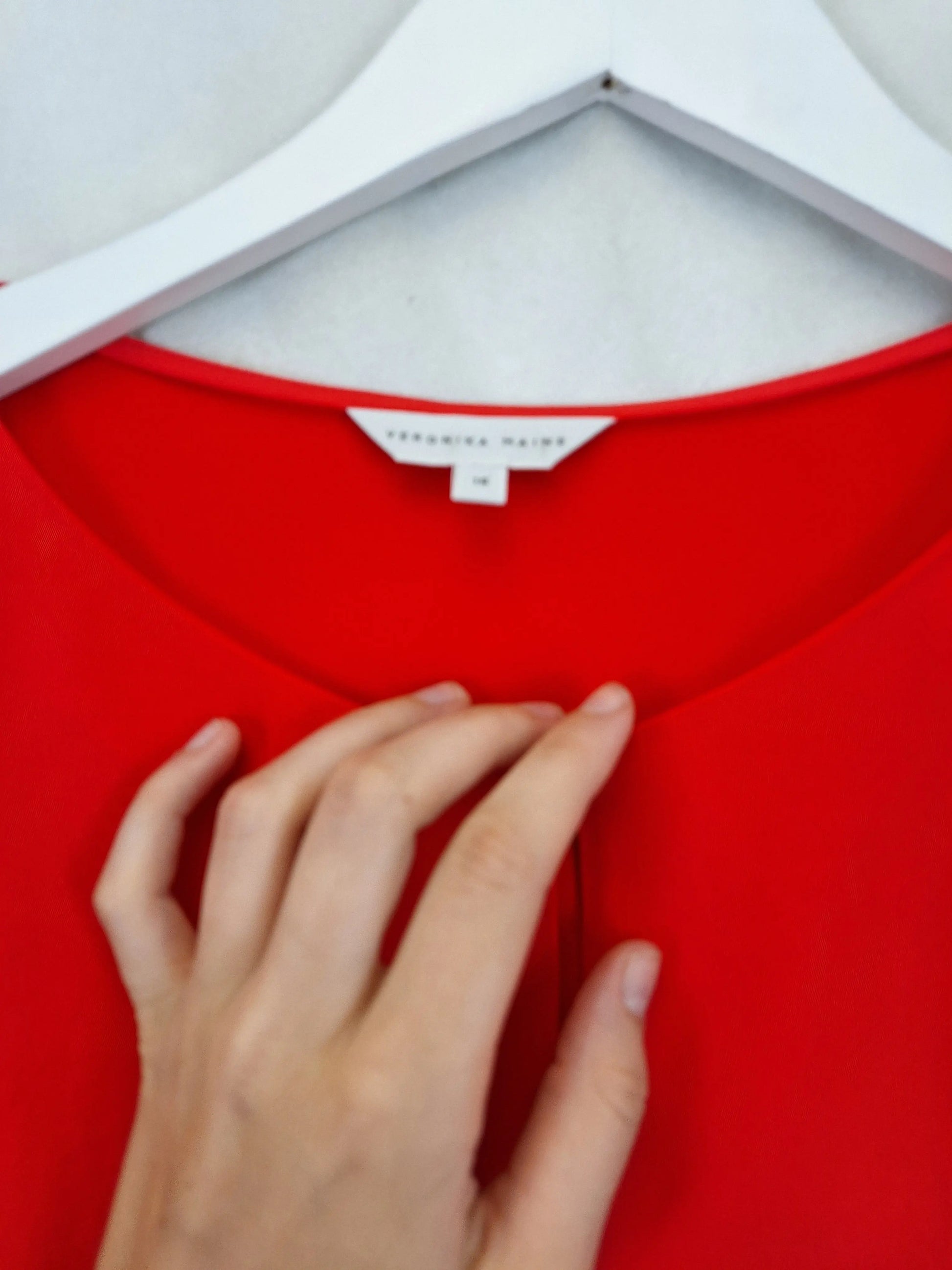 Veronika Maine Ruby Red Keyhole Neckline Top Size 16 by SwapUp-Online Second Hand Store-Online Thrift Store