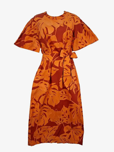 Veronika Maine Tropical Belted Flared Sleeve MIdi Dress Size 10 by SwapUp-Online Second Hand Store-Online Thrift Store