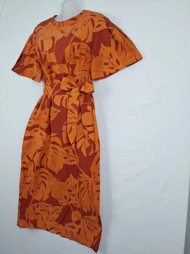 Veronika Maine Tropical Belted Flared Sleeve MIdi Dress Size 10 by SwapUp-Online Second Hand Store-Online Thrift Store