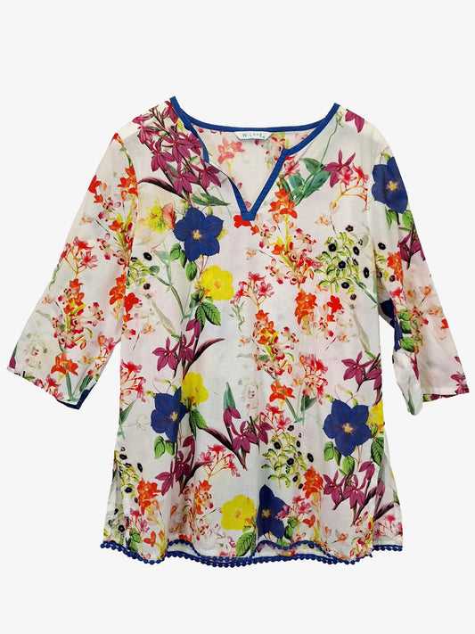 W. Lane Vibrant Floral Trimmed Swim Coverup Top Size 14 by SwapUp-Online Second Hand Store-Online Thrift Store