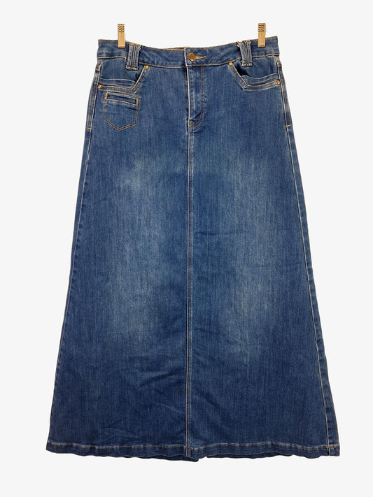 Wash Clothing Company Mid Blue Denim Flared Maxi Skirt Size 16 by SwapUp-Online Second Hand Store-Online Thrift Store