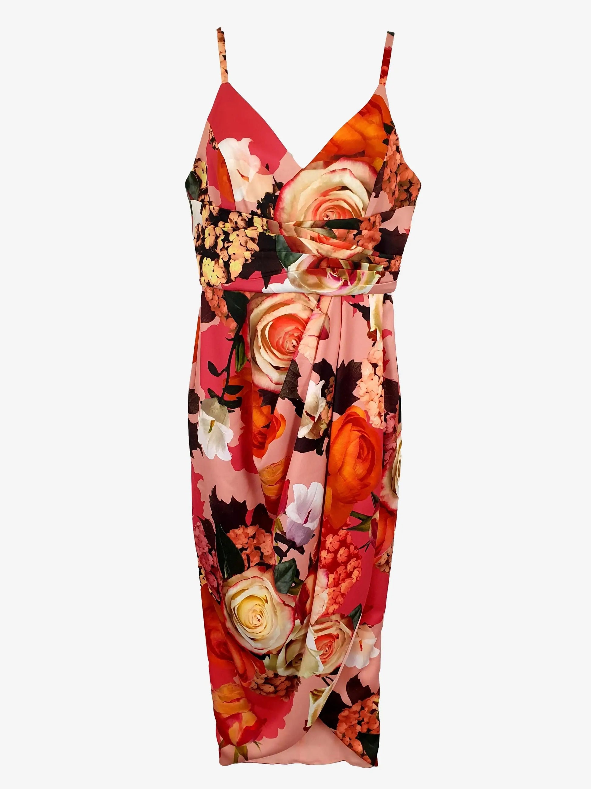 Wayne Cooper Cocktail Floral Midi Dress Size 8 by SwapUp-Online Second Hand Store-Online Thrift Store