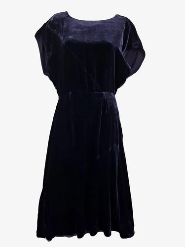 Whistles Indigo Velvet Open Back Dress Size 6 by SwapUp-Online Second Hand Store-Online Thrift Store