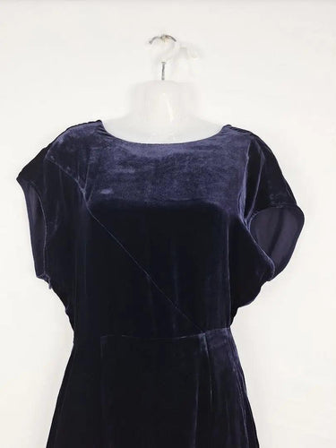 Whistles Indigo Velvet Open Back Dress Size 6 by SwapUp-Online Second Hand Store-Online Thrift Store