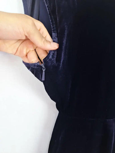 Whistles Indigo Velvet Open Back Dress Size 6 by SwapUp-Online Second Hand Store-Online Thrift Store