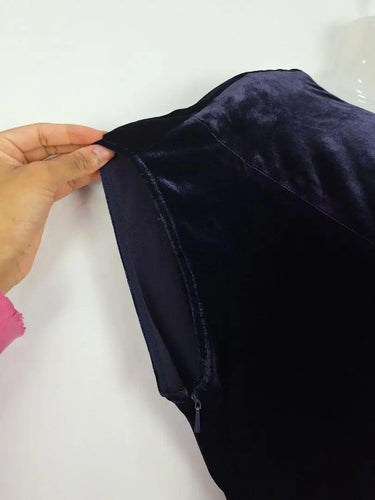 Whistles Indigo Velvet Open Back Dress Size 6 by SwapUp-Online Second Hand Store-Online Thrift Store