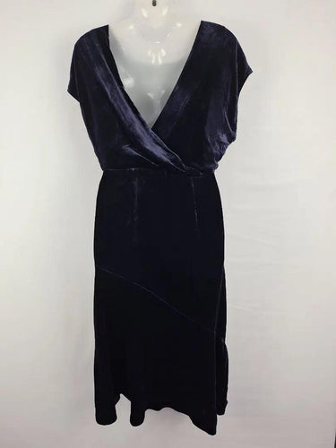 Whistles Indigo Velvet Open Back Dress Size 6 by SwapUp-Online Second Hand Store-Online Thrift Store