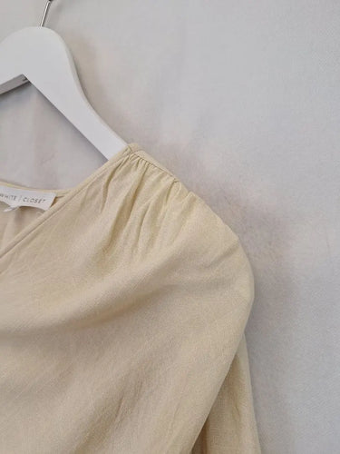 White Closet Draped Lemon Blouse Top Size 10 by SwapUp-Online Second Hand Store-Online Thrift Store