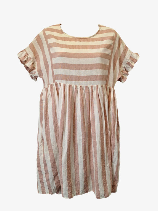 White Closet Dusty Pink Striped Smock Mini Dress Size 6 by SwapUp-Online Second Hand Store-Online Thrift Store