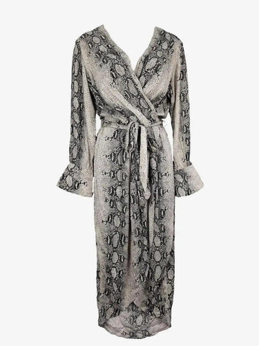 White Closet Python Draped Belted Midi Dress Size S by SwapUp-Online Second Hand Store-Online Thrift Store