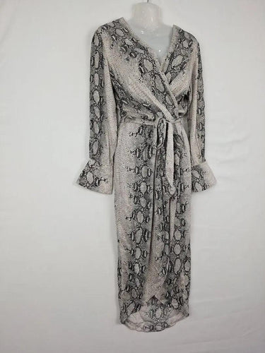 White Closet Python Draped Belted Midi Dress Size S by SwapUp-Online Second Hand Store-Online Thrift Store