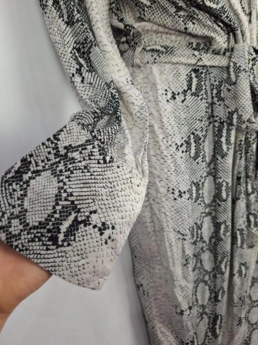 White Closet Python Draped Belted Midi Dress Size S by SwapUp-Online Second Hand Store-Online Thrift Store