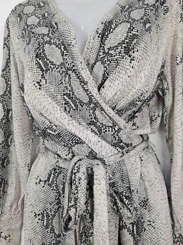 White Closet Python Draped Belted Midi Dress Size S by SwapUp-Online Second Hand Store-Online Thrift Store