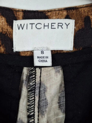 Witchery Animal Print Cropped Wide Leg Pants Size 8 by SwapUp-Online Second Hand Store-Online Thrift Store