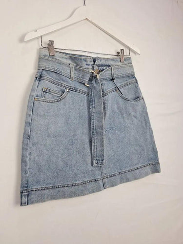 Witchery Belted Denim Mini Skirt Size 8 by SwapUp-Online Second Hand Store-Online Thrift Store