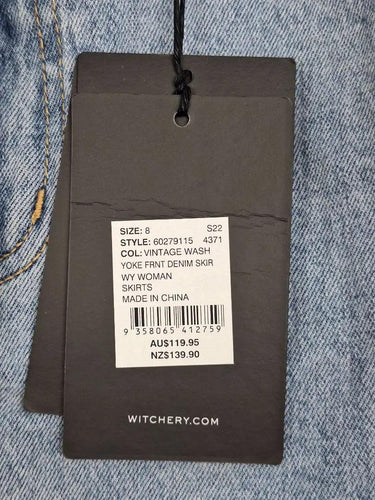 Witchery Belted Denim Mini Skirt Size 8 by SwapUp-Online Second Hand Store-Online Thrift Store